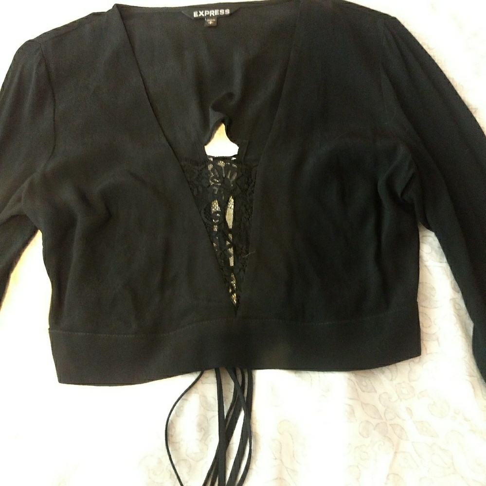 Express Long Sleeve Lace up Crop Top